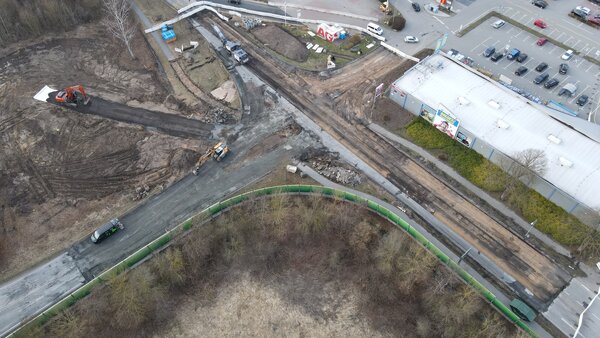 Stand 12.03.2026 - Luftbild Neubau Kreisverkehr BAB A1 - B 202