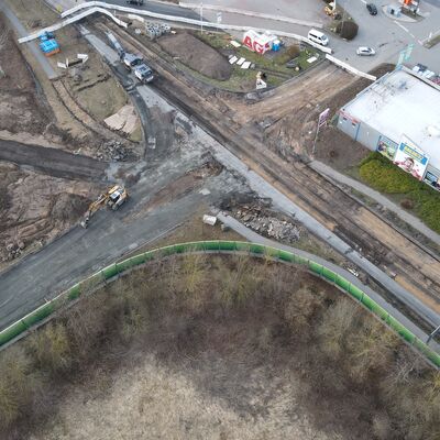 Stand 12.03.2026 - Luftbild Neubau Kreisverkehr BAB A1 - B 202